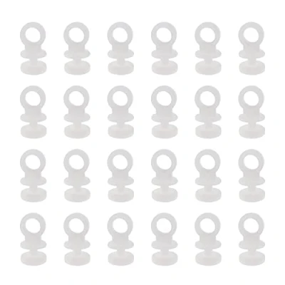 Image of 50Pcs Curtain Track Rail Gliders Runner Wheel Rollers Hooks Fit for 9mm Wide Bottom Diameter White Plastic
