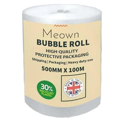 Image of Meown Bubble Wrap 500mm X 100m Roll of Premium Quality Polythene small For Moving House, &amp; Packaging Strong Protective