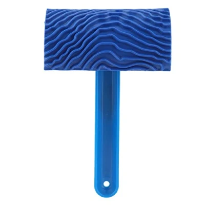 Image of Wood Graining Tool Wall Painting Decoration Blue Rubber Grain Effect Paint Roller with Handle DIY
