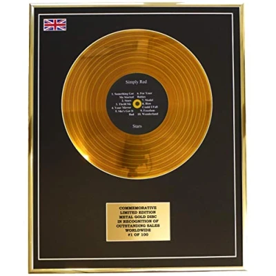 Image of SIMPLY RED STARS METAL GOLD RECORD DISPLAY COMMEMORATIVE LTD EDITION