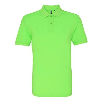 Image of Asquith &amp; Fox Mens Plain Short Sleeve Polo Shirt (Neon Green) Multicolour Cotton Size X Large