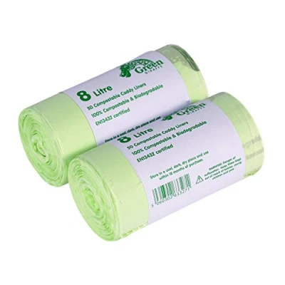 Image of Green Giraffe 100 x 8L Compostable Caddy Liners Food Waste Bin Bags 2 Rolls