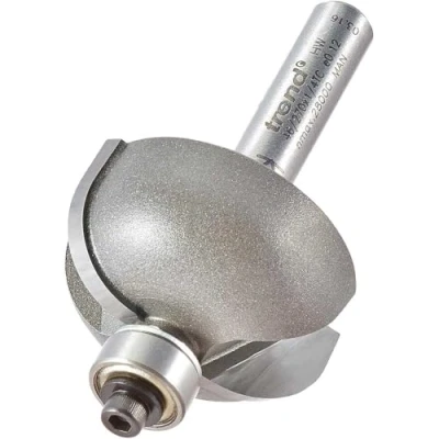 Image of Trend Professional Bearing Guided Cove Router Cutter, 9.5mm Radius, 1/4 Inch Shank, 28.5mm Cut Diameter &amp; 14mm Length, Two Bearings, Tungsten Carbide Tipped, 46/270X1/4TC