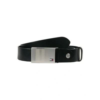Image of Tommy Hilfiger Men&#039;s Th Plaque Belt 3.5 Adj Belt, Black, 95