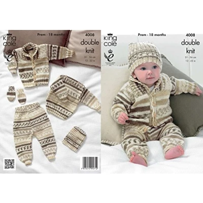 Image of King Cole 4008 Knitting Pattern Baby Outdoor Set to knit in Cherish DK