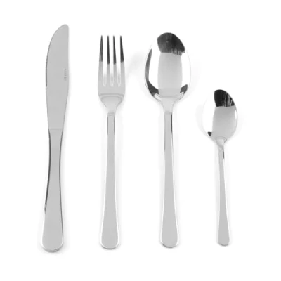 Image of Salter COMBO 8294 Bakewell 48 Piece Cutlery Set Stainless Steel Silverware, Flatware Service for 12, Includes Knives, Forks, Tablespoons and Teaspoons, Dishwasher Safe Tableware Set, Mirror Polished