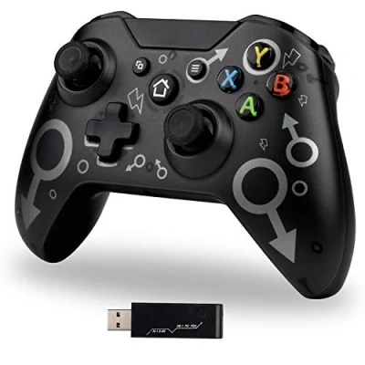 Image of Wireless Controller for Xbox One, with 2.4GHZ Adapter, One Compatible One/Xbox X/Xbox S/PS3 and PC, No Headset Jack (Black)