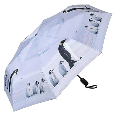 Image of VON LILIENFELD® Pocket Umbrella Penguins Birds Automatic Opening Windproof Folding Slightly Stable Mini Art Animal