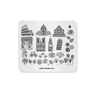 Image of KADS Nail Stamping Plate Travel Art Stamp Template DIY Image Manicure Stencil Tools (TR006)