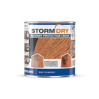 Image of Stormdry Masonry Waterproofing Cream (1 Litre) 25 Year BBA Approved Exterior Brick Sealer. Breathable, Colourless Brick, Concrete, Stone, Mortar, Sandstone &amp; Granite Waterproofer