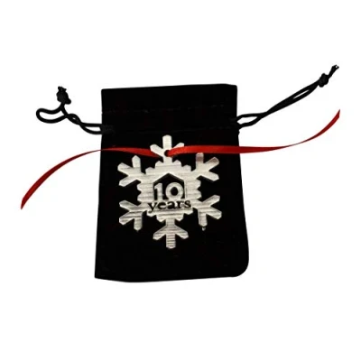 Image of 10 Years Cut Out Metal Snowflake Christmas Tree Hanging Decoration 10th Wedding Anniversary