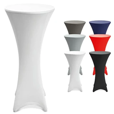 Image of Beautissu Stretch Cover Stella Spandex Poseur Table Cocktail Tablecloth Ø 70 75 cm Event Decoration White