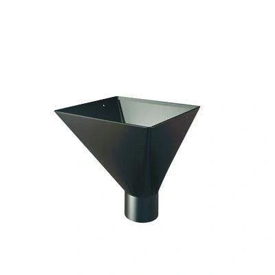 Image of Lindab 120mm Square Steel Large Water Hopper Black Galvanised