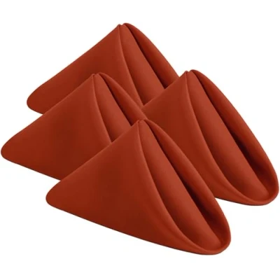 Image of KICHLY Cloth Napkins [24 Pack, Orange] 43x43cm, 100% Polyester Dinner with Hemmed Edges, Washable Ideal for Parties, Weddings and Dinners
