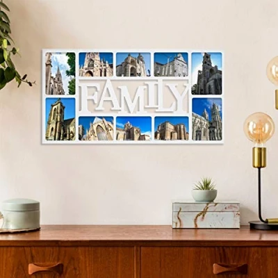 Image of Youyijia Family Multi Aperture Photo Picture Frame 74X38cm 3D Wall Mount Memories Collage Decor for Bedroom Kitchen Dining Room (White)