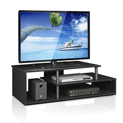 Image of FURINNO Low Rise TV Stand, Wood, Black/Black, one size