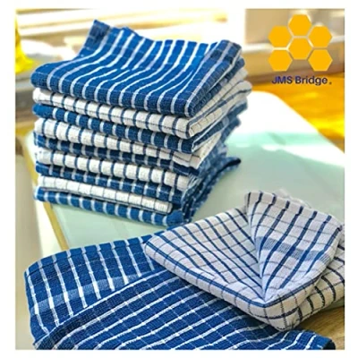 Image of JMS Bridge Tea Towel Cotton Dish Cloth for Kitchen, Restaurant, Bar, Catering***Pack of 3*** Cleaning, Drying. Assorted Colours (3xKTowel)