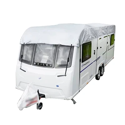 Image of UK Custom Covers CTC787SILVER Caravan Top Roof Cover Waterproof Heavy Duty Silver Sizes 12 25ft (Select In Advert)