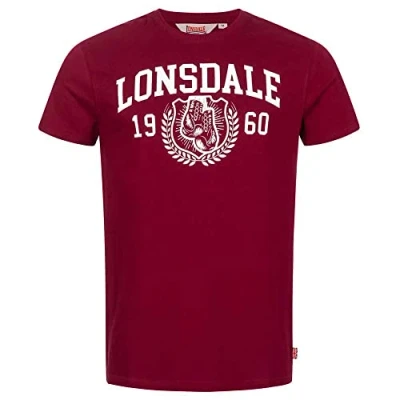 Image of Lonsdale Men&#039;s Staxigoe T Shirt, Oxblood/White, L