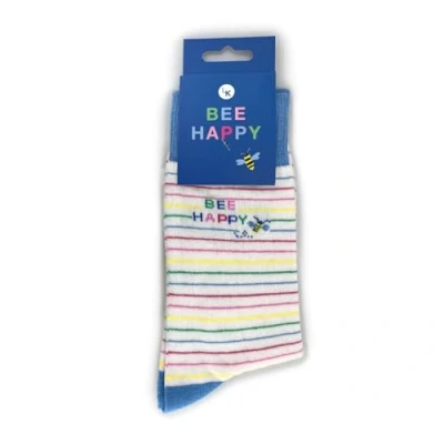 Image of Snazzy Socks Bee Happy Stripey Ladies Size 4 7 Novelty Sock Gift LKSOCK010