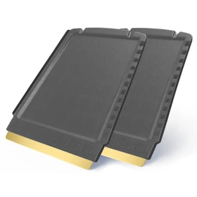 Image of L&amp;P A052 2 Car Ice Scraper Murska Brass HIPS Original from Finland 90 mm Small Practical 3 Sided Different (2 Pieces Grey)