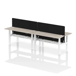 Image of Air B2B 1600x600mm Adjustable 4P Bench Desk CP Grey Oak/White + Screen