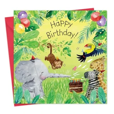 Image of Twizler Happy Birthday Card with Jungle Animals Cute Boys Girls Childrens Gifts