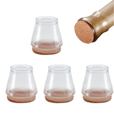 Image of Chair Leg Floor Protectors, Furniture Pads for Hardwood Floors, Felt Glides, Covers, Silicone Covers Protectors Chairs, Caps, 4 Pieces
