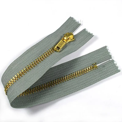 Image of Gold Colour Metal Trouser Jeans Zip Closed End 7 inch (17.5cm) (Grey)