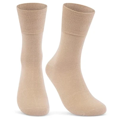 Image of sockenkauf24 6 Pairs Socks with comfortable elastic without rubber &amp; seam 97% Cotton Women Men multiple colours (9 11, Beige)