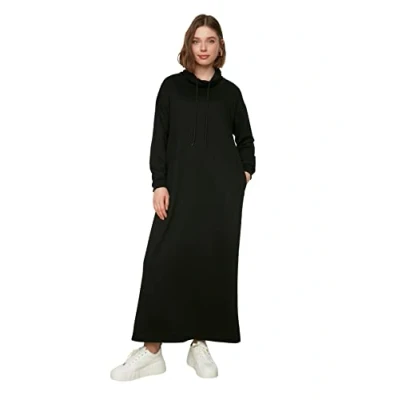 Image of Trendyol Women Modest Maxi Basic Regular Knit Dresses Black