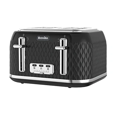 Image of Breville Curve 4 Slice Toaster with High Lift and Wide Slots Black &amp; Chrome [VTT786]