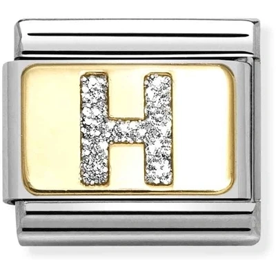 Image of Nomination Gold Glitter H Charm