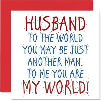 Image of Lovely Anniversary Cards for Husband You Are My World Happy Birthday Card from Wife, Hubby Gifts, 145mm x Partner Valentines Card, Greeting Gift Men