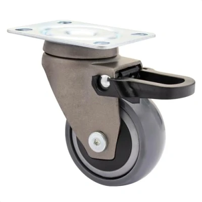 Image of WAGNER Design yourself 3C Swivel Transport Furniture Castor with Brake &amp; Screw on Plate, Grey, (Ø) 50 mm