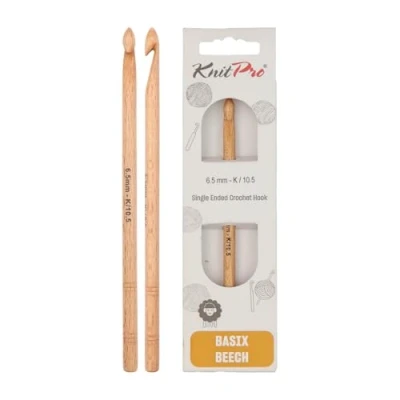 Image of KnitPro Crochet Hook: Basix Birch: 15 cm x 6.50 mm, Brown, 10mm