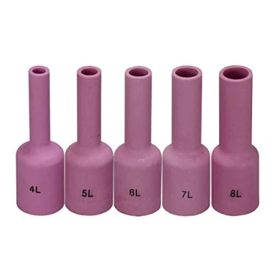 Image of RIVERWELD TIG Gas Lens Ceramic Cup Long Assorted Size Kit 54N18L (4L 1/4&quot;) 54N17L (#5L 5/16&quot;) 54N16L (#6L 3/8&quot;) 54N15L (#7L 7/16&quot;) 54N14L (8L# 1/2&quot;) Fit SR DTA DB WP 17 18 26 Welding Torch 5pcs
