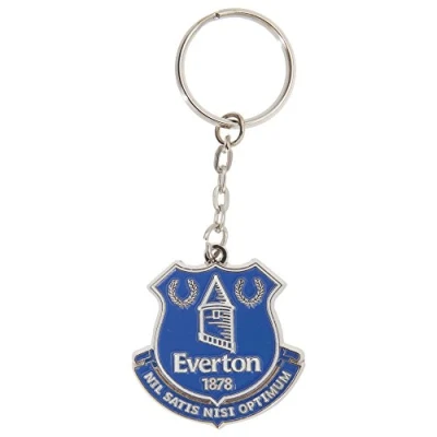 Image of Everton FC Official Metal Football Crest Keyring (One Size) (Silver/Blue)