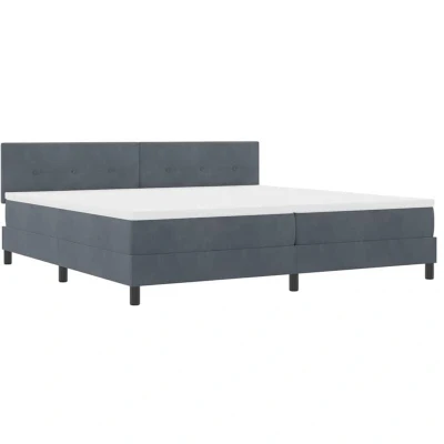Image of vidaXL Box Spring Bed with Mattress Dark Grey 200x200 cm Velvet