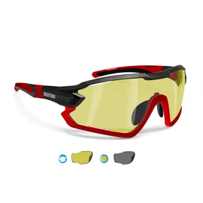 Image of BERTONI Sport Sunglasses Cycling MTB Running Ski Golf Polarized Photochromic with Optical Carrier mod. QUASAR