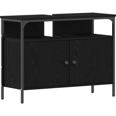 Image of vidaXL Bathroom Sink Cabinet Black Oak 80x30x60 cm Engineered Wood