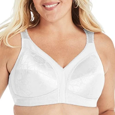 Image of Playtex Women&#039;s 18 Hour Comfort Strap Wireless Bra, Full Coverage Bra with 4 Way TruSupport, Single &amp; 2 Pack, White, 34DD