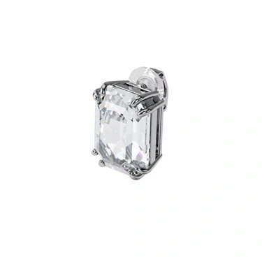 Image of Swarovski Mesmera clip earring, Single, Octagon cut crystal, White, Rhodium plated