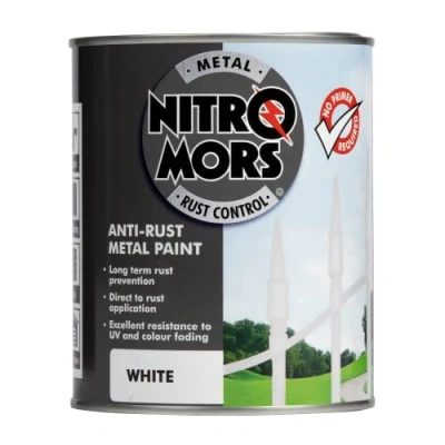 Image of Nitromors Anti Rust Smooth Finish Metal Paint, No Primer Required, White, 750 ml
