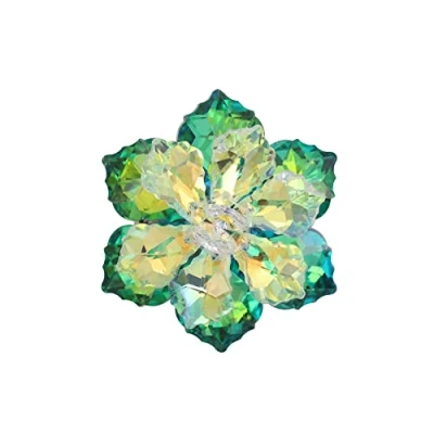Image of Crystal Flower Brooch Rhinestone Lapel Pin Beautiful Women Banquet Sparkle Badge Elegant Simulated Clothing Accessories