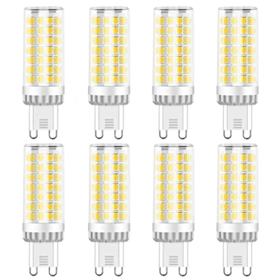 Image of G9 LED Light Bulbs 9W, 750LM, Cool White 6000K, Equivalent to 50W 80W Halogen Bulbs, Socket, No Flicker, Non Dimmable for Chandelier, Ceiling Lights, Wall Fittings, AC 220 240V, 8 Pack
