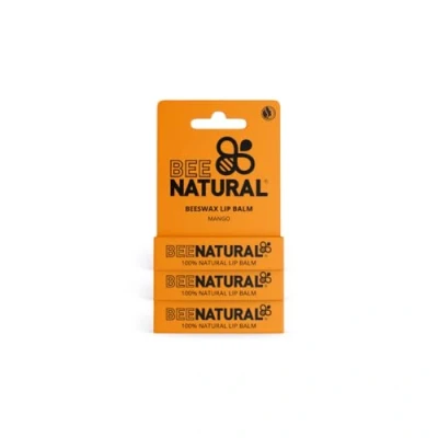 Image of Bee Natural 100% Moisturising Lip Balm Mango Pack of 3