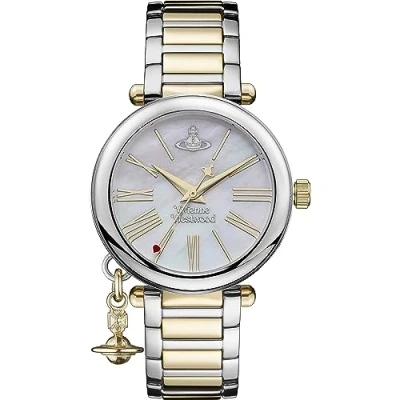 Image of Vivienne Westwood Mother Orb 32mm Ladies Quartz Analogue Display Watch with MOP Dial &amp; Two Tone Stainless Steel Bracelet