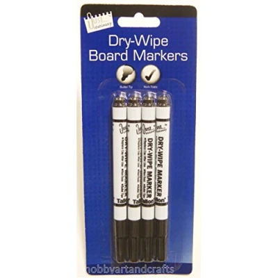 Image of Dry Wipe Markers White Board Marker Pens Non Toxic Fine Bullet Tip x 4 (Black)