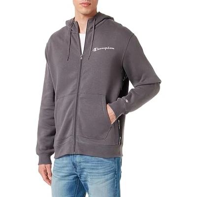 Image of Champion Men&#039;s Legacy American Tape Powerblend Fleece Full Zip Hooded Sweatshirt, Graphite Grey, S
